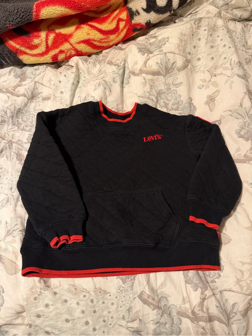 Levi's Black Crewneck Sweater with Red Accents